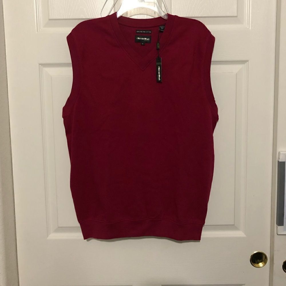 Bolle Men’s Red 100% Fine Pima Cotton Golf Vest M